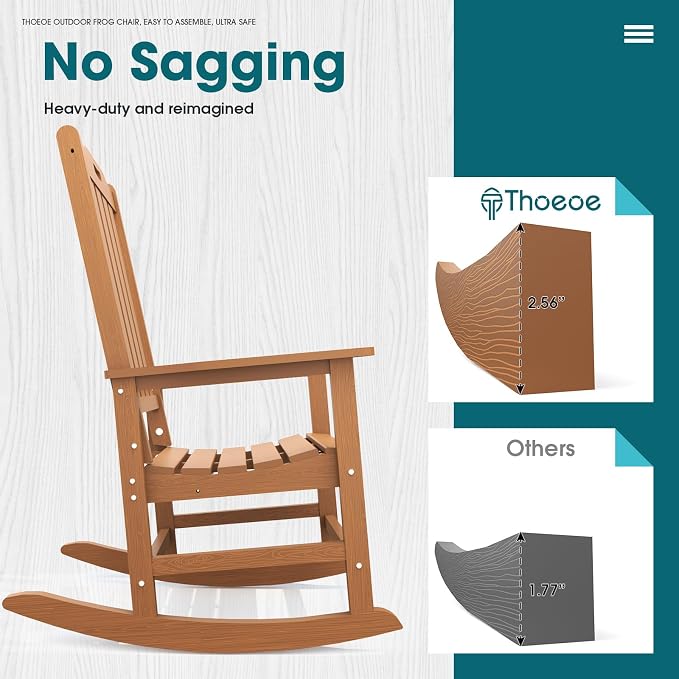 THOEOE Outdoor Rocking Chairs Set of 8, Oversized Patio Rocking Chair | HDPE - Image 6