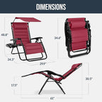 Best Choice Products Oversized Padded Zero Gravity Chair w/Canopy Headrest Cup - Image 2