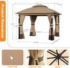 Patio Gazebo 10'x10' with LED Lights & Bluetooth Speaker, Heavy Duty Outdoor - Image 3