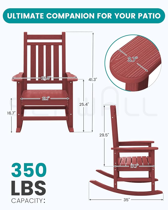 SERWALL HDPE Rocker, Outdoor Rocking Chair - Image 3