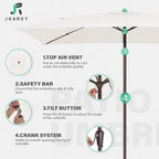 JEAREY 6.5x10 ft Rectangular Patio Umbrellas Rectangle Outdoor Umbrella - Image 7