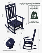 Outdoor Rocking Chair, All-Weather Resistant Poly Lumber Rocker Chair Outdoor - Image 2