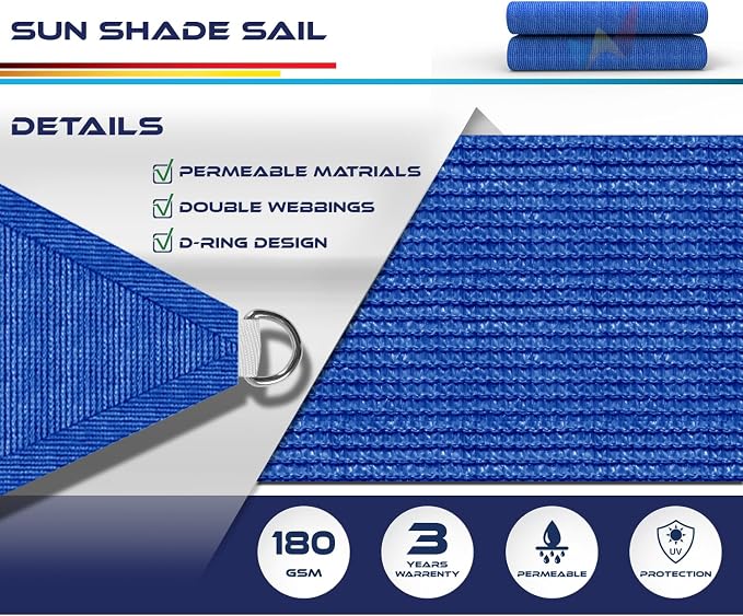 Windscreen4less 17' x 17' x 17' Sun Shade Sail Triangle Outdoor Canopy Cover UV - Image 3