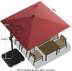 10x10FT Cantilever Outdoor Umbrella, 360° Rotating Large Offset Square Patio - Image 3