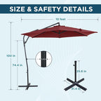 10FT Outdoor Offset Umbrella, Cantilever Patio Umbrella - Image 2