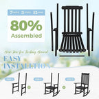 Flamaker Acacia Wood Outdoor Rocking Chairs Set of 2 | Black Rocking Chairs Set - Image 4