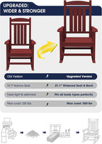 Oversized Outdoor Rocking Chairs Set of 4, HDPE Porch Rockers - Image 5