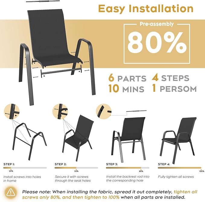 Patio Dining Chairs Set of 8 Outdoor Stackable Dining Chairs - Image 6