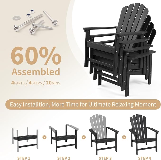 Oversized Stackable Adirondack Chair, HDPE All-Weather Fire Pit Chair | - Image 8