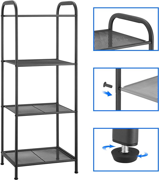MAX Houser 4 Tier Standing Shelf Units Storage Rack, Charcoal Gray | Industrial - Image 4
