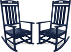 Outdoor Rocking Chair Set of 2, All-Weather Resistant Poly Lumber Rocker Chair by Adiromoti