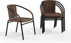 EMMA + OLIVER Brown PE Rattan Stackable Patio Dining Chair, Indoor/Outdoor Use - Image 3