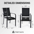 Patio Chairs Set of 4, Stackable Outdoor Dining Chairs, All Weather Breathable - Image 3