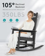 SERWALL HDPE Oversized Outdoor Rocking Chairs Set of 4, Patio Rocker, All - Image 4