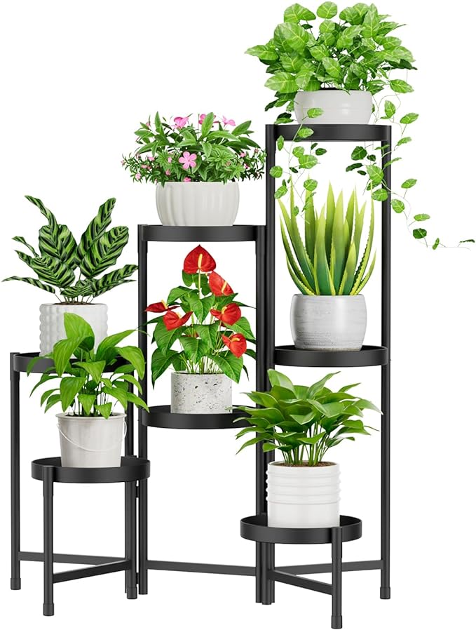 iDavosic.ly Plant Stand Indoor Outdoor, 7 Tier Metal Corner Shelf, Folding by iDavosicly