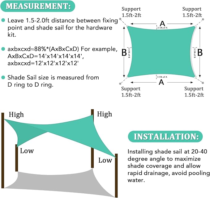 Shade&Beyond 8'x9' Sun Shade Sail Canopy Rectangle, UV Block Breathable Curved - Image 6
