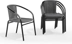 EMMA + OLIVER Gray PE Rattan Stackable Patio Dining Chair, Indoor/Outdoor Use - Image 3