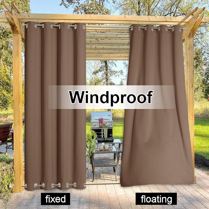 NICETOWN Outdoor Patio Curtain Windproof and Waterproof, Grommet Top & Bottom - Image 4
