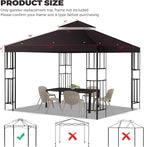 10x10 FT Gazebo Replacement Top, Canopy Replacement Cover Double Tiered - Image 2