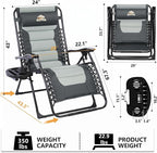 Colegence Oversized Padded Zero Gravity Chair, 400 lb, 0-170° locking recline - Image 3