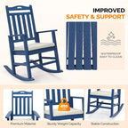 VINGLI Outdoor Rocking Chair Set of 2 Wood Rocking Chair - Image 5