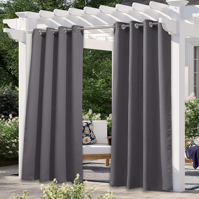 NICETOWN Patio Outdoor Curtain Grey Waterproof, Gazebo Covers by NICETOWN