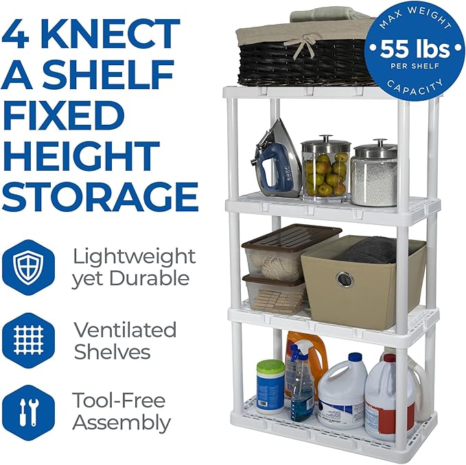 Gracious Living 2 Pack Light Duty Storage Shelves, Knect-A-Shelf 4-Shelf - Image 4