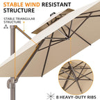 9' X 12' Cantilever Outdoor Patio Umbrellas - Image 6
