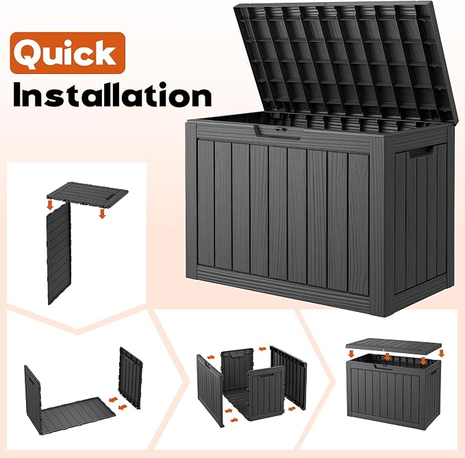 Outdoor Deck Storage Box, Resin Deck Boxes Indoor and outdoor, Waterproof - Image 6