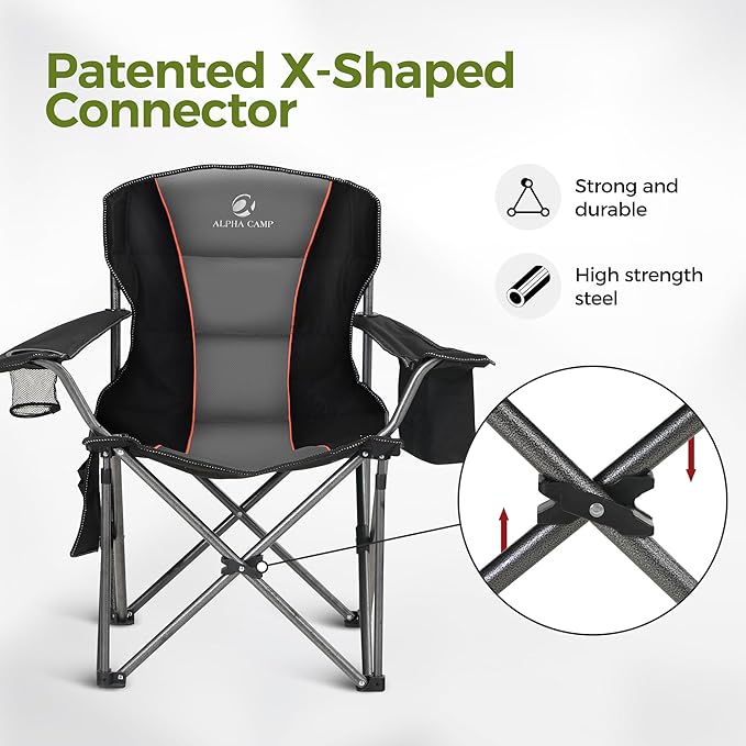 ALPHA CAMP Oversized Fully Padded Camping Chairs - Image 8