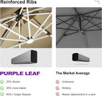 PURPLE LEAF Cantilever Umbrella 10' X 13' Double Top Solar LED Light, Support - Image 6