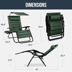 Best Choice Products Oversized Padded Zero Gravity Chair w/Canopy Headrest Cup - Image 2