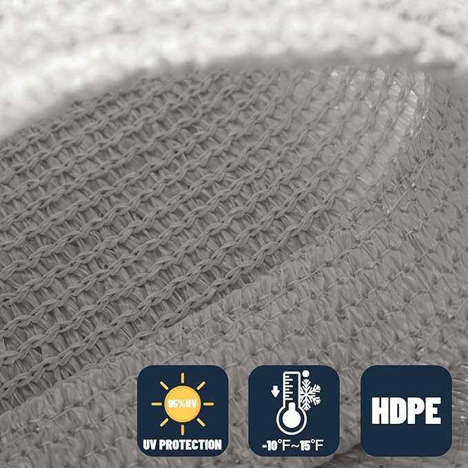 SUNNY GUARD Custom Size 5'x5'x7.1' Silver Grey Sun Shade Sail Right Triangle UV - Image 4