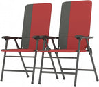 Outsunny Folding Patio Chairs Set of 2 Padded High Back Armrests Red | Folding by Outsunny
