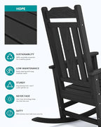 SERWALL HDPE Oversized Outdoor Rocking Chairs Set of 2, Patio Rocker, All - Image 5
