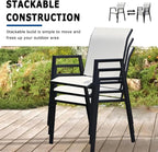 Outdoor Patio Chairs Set of 6, Oyster Beige Stackable Outdoor Chairs, - Image 2