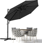 Devoko 10ft Cantilever Patio Umbrella, Round Large Outdoor Umbrella by DEVOKO