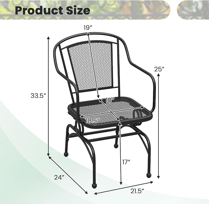 Tangkula Outdoor Rocking Chair Set of 2, Patio Rocker Chairs - Image 3