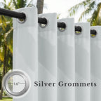 Outdoor Curtains Waterproof W52 x L95 Inch Greyish White, 1 Panel | Thermal - Image 3