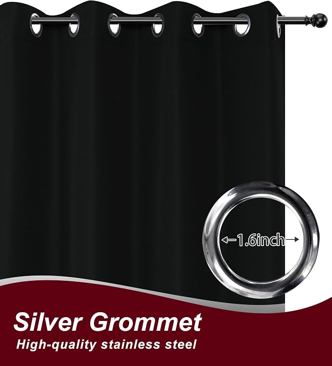 Grommet Outdoor Curtains for Patio Waterproof 8 Pcs 54x84 In Black | - Image 3