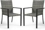 Stackable Patio Chairs Set of 2, Outdoor Wicker Dining Chairs, Space-Saving by SWITTE