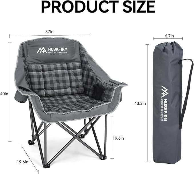 Huskfirm Oversized Camping Chair, Padded Camping Chairs Support 450LBS - Image 3