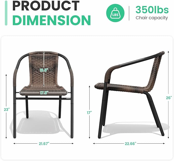 JEAREY Outdoor Patio Rattan Dining Chairs Set of 4, All Weather Stackable - Image 3