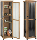 Tall Outdoor Storage Cabinet, Weatherproof Wooden Garden Potting Bench by MAGAZOOPET