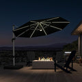 PURPLE LEAF Cantilever Patio Umbrella 11ft Round Solar LED Light, Stays bright by PURPLELEAF
