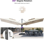 PURPLE LEAF Sunbrella Patio Umbrella 12 Feet Outdoor Umbrella Spectrum Sand | - Image 8