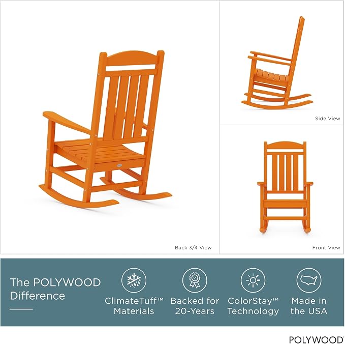 POLYWOOD Presidential Rocking Chair in Tangerine - Image 3