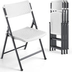 White Folding Chairs 4-Pack, Mesh Injection Molded Plastic by HomePage