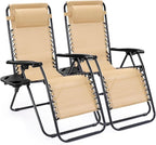 Alpen Set of 2 Outdoor Camping Chairs, Lounge Zero Gravity Chair, Khaki | by ALPEN