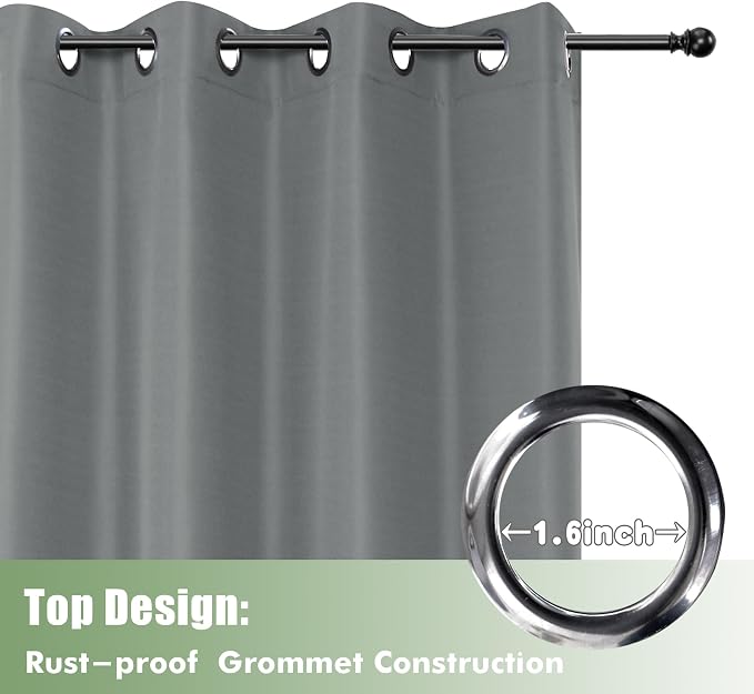 HolidayIdeas Outdoor Curtains for Patio Waterproof 6 Pcs 54x84 Inch Grey | - Image 4